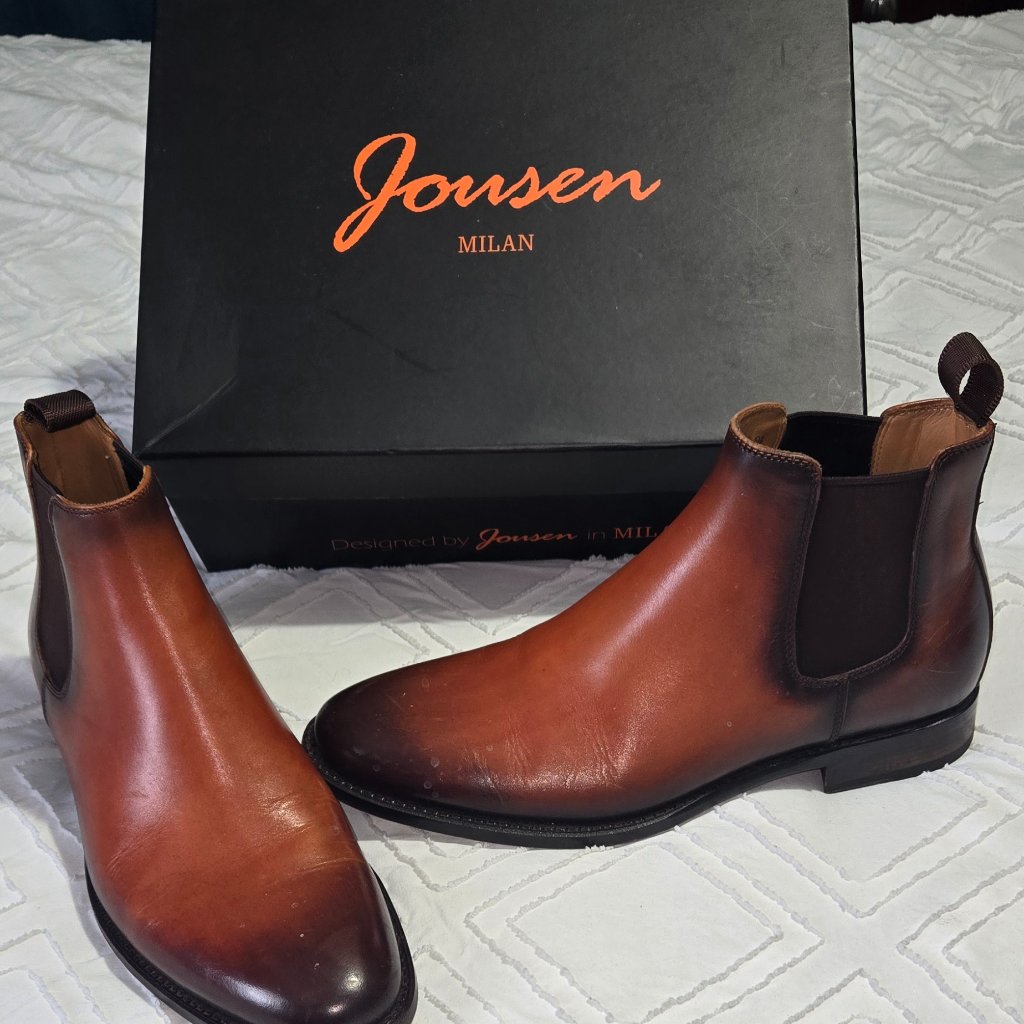 Jousen Men's Chelsea Boots Goodyear Welted Boots For Men Calfskin Leather Size 9